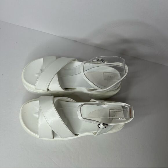New faux Leather White Chunky Platform Sandals 10 crossover Straps - Picture 3 of 9